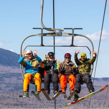 friends on chairlift 
